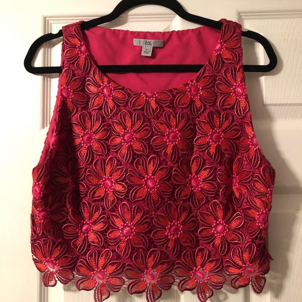 Zac by zac Posen floral appliqué crop top